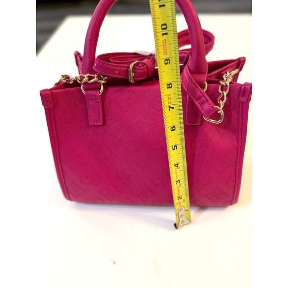 Juicy Couture Pink Mini Satchel Purse Charm Bag Gold Chain Crown Heart JC Logo - Picture 7 of 7